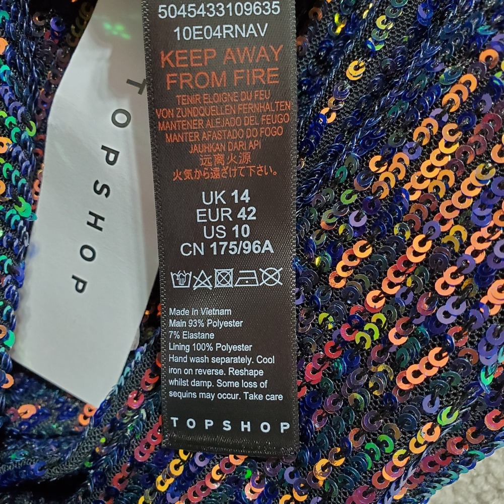 Topshop Mini Dress‎ Women's 10 Multicolor Irredecent  Stretch Sequin Formal - Picture 7 of 10